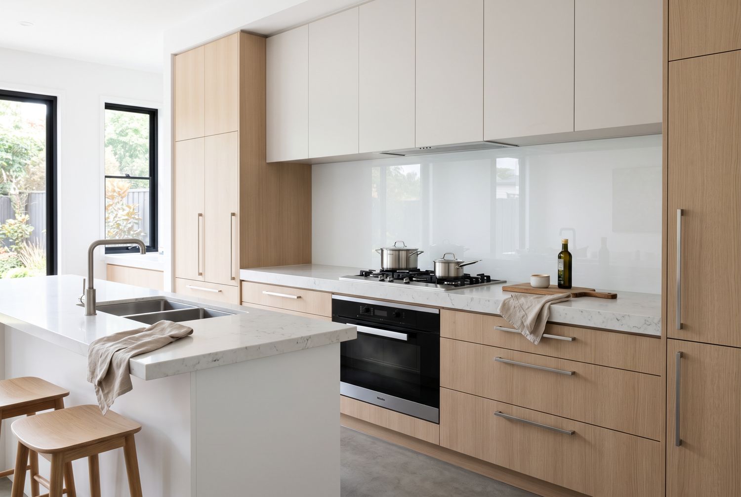 Coloured glass kitchen splashback