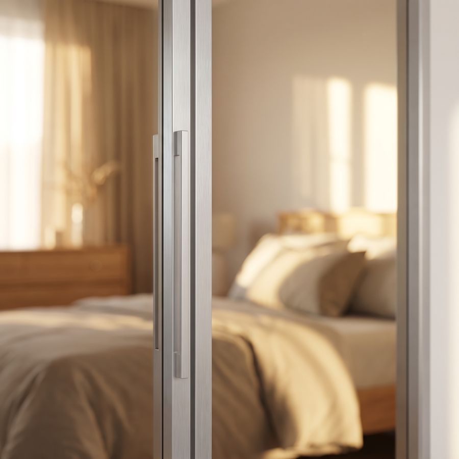 Mirrored sliding wardrobe door